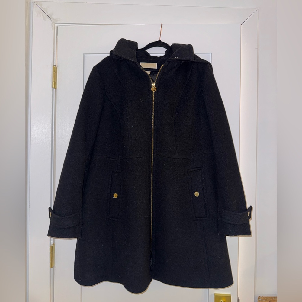 MK Black Hooded Coat